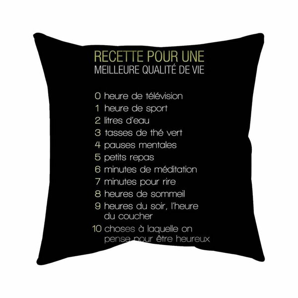 Fondo 26 x 26 in. Recipe of Happiness-Double Sided Print Indoor Pillow FO3326499